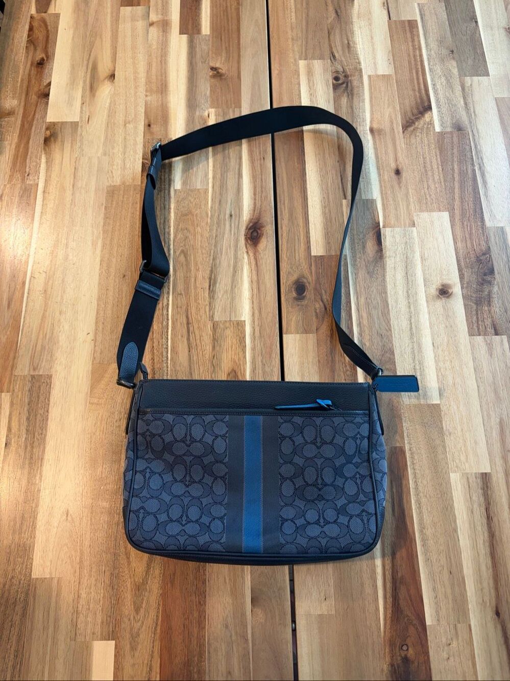 COACH Men s Thompson Signature Varsity Stripe Crossbody Shoulder Bag